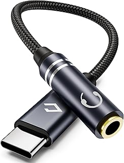 USB C to 3.5mm Headphone Jack Adapter, Nylon Cord, Blue