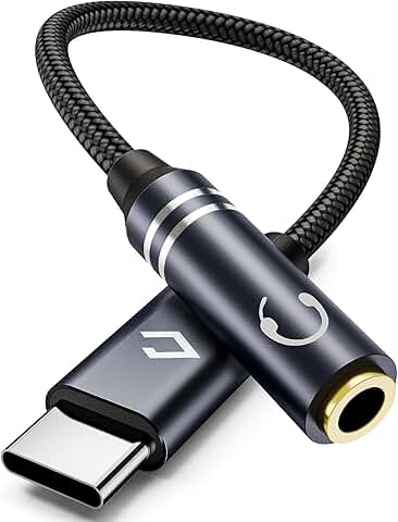 USB C to 3.5mm Headphone Jack Adapter, Nylon Cord, Blue