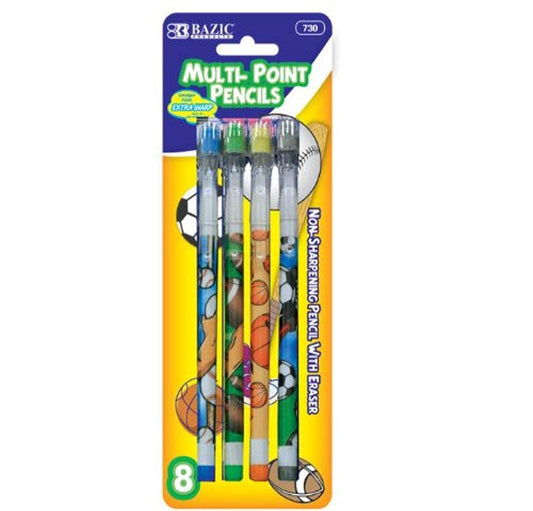 Assorted Push-A-Point Pencils, 8 Pack
