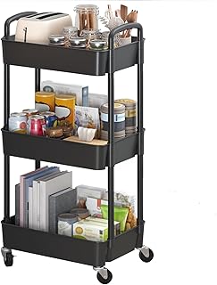 Three-Tier Plastic Rolling Utility Cart