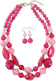 Chunky Two-Layer Necklace and Earrings Set for Women
