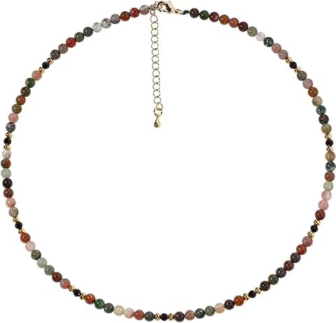 Black Spinel Beaded Choker Necklace for Women