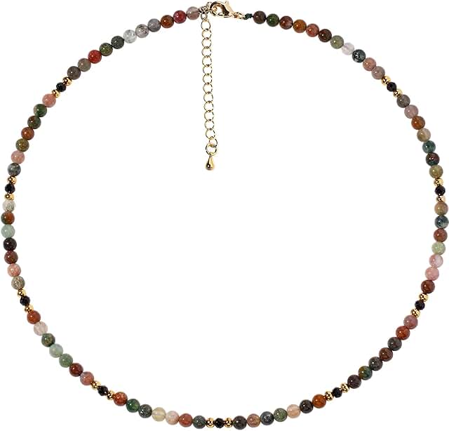 Black Spinel Beaded Choker Necklace for Women