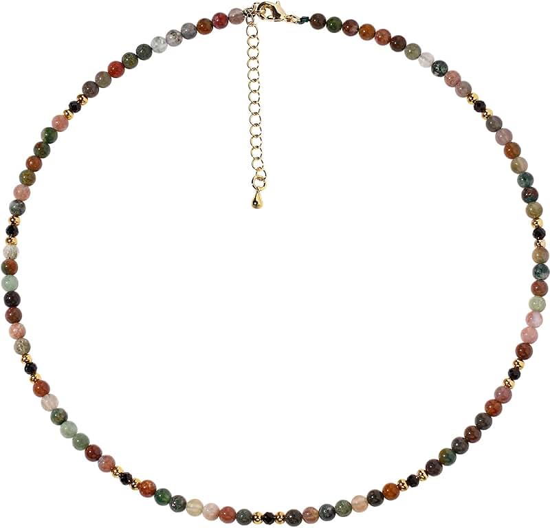 Black Spinel Beaded Choker Necklace for Women