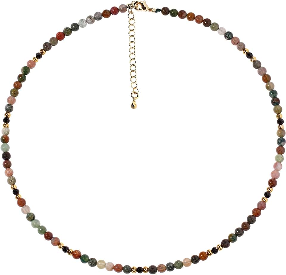 Black Spinel Beaded Choker Necklace for Women