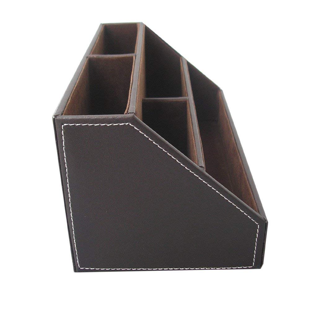 Brown PU Leather Remote and Controller Organizer
