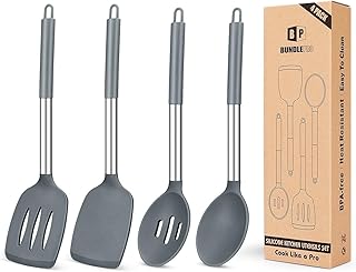 Set of 4 Silicone Cooking Utensils for Kitchen Use