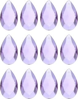 12 Purple Teardrop Crystal Beads for Decoration