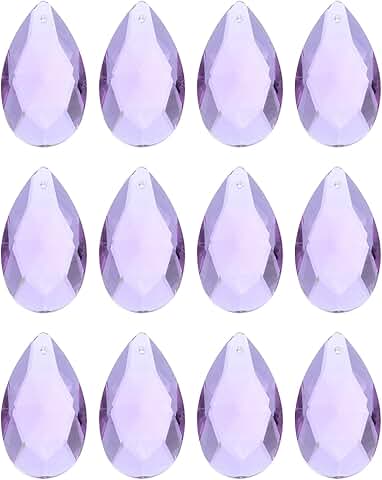 12 Purple Teardrop Crystal Beads for Decoration