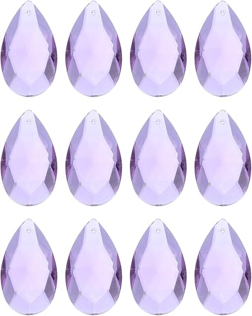12 Purple Teardrop Crystal Beads for Decoration