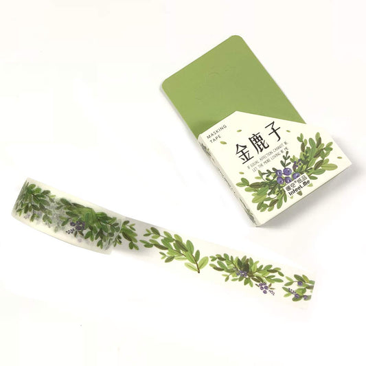 Evergreen Flowers and Greens Washi Tape 15mm x 7m