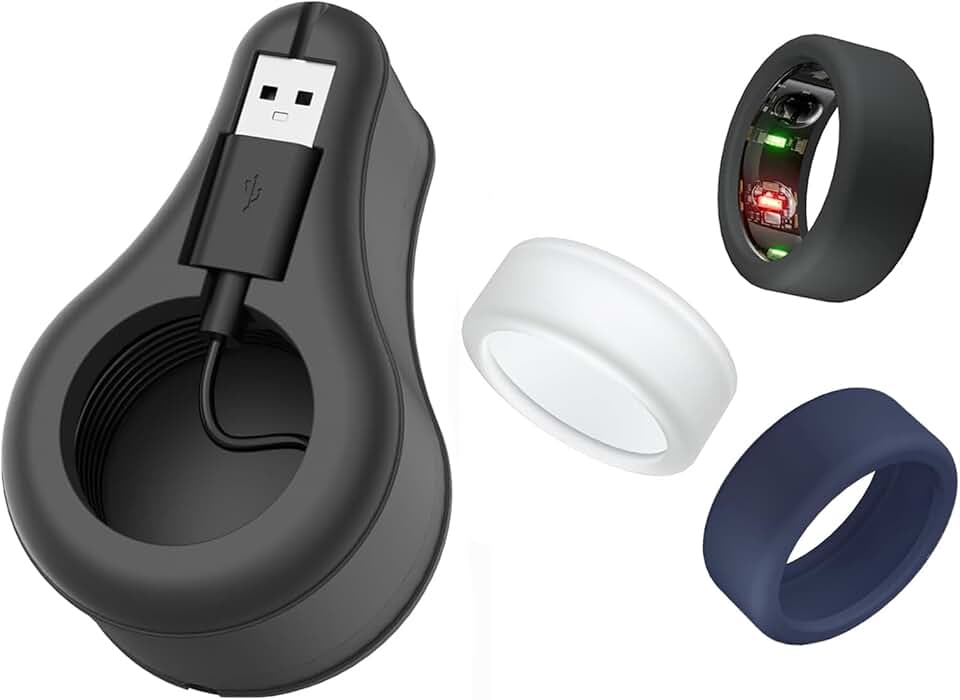 Pack of four silicone ring covers with cord winder
