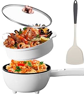 Electric hot pot with non-stick pan and steamer