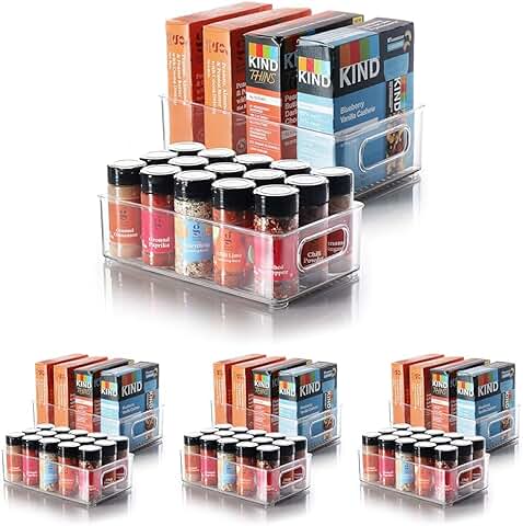 Stackable Clear Organizer Bins for Pantry, Fridge, Freezer