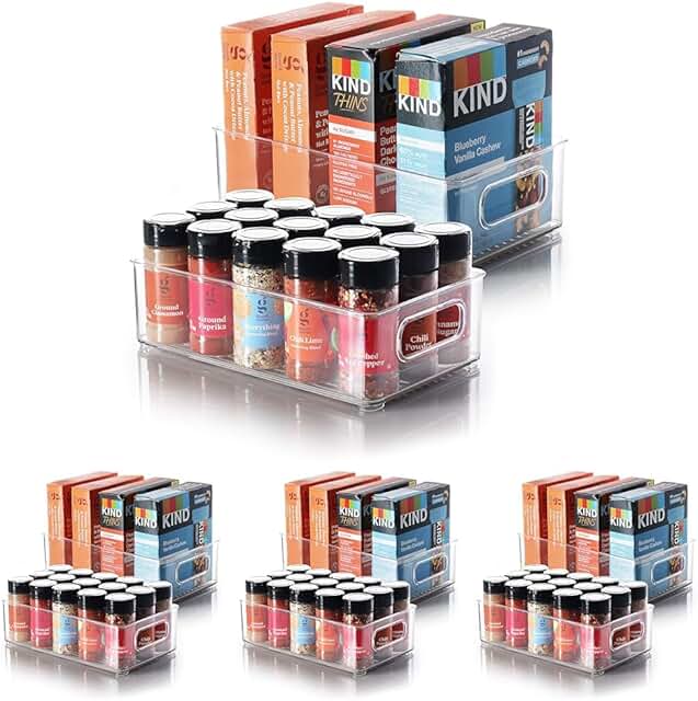 Stackable Clear Organizer Bins for Pantry, Fridge, Freezer