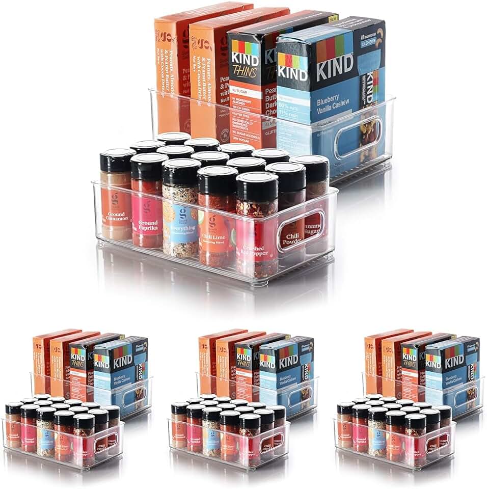 Stackable Clear Organizer Bins for Pantry, Fridge, Freezer