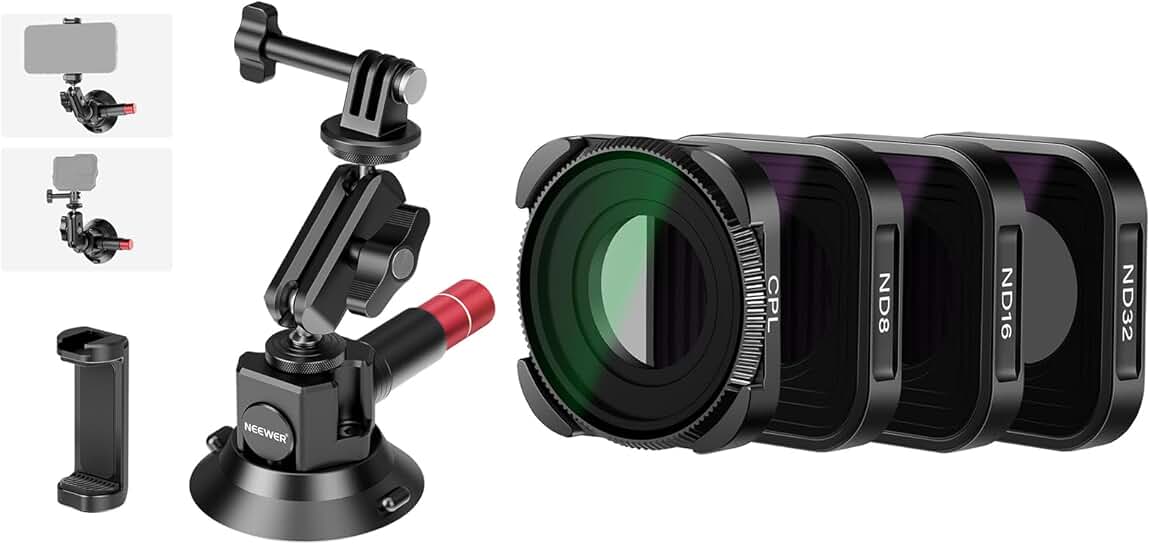 3-inch Suction Cup Camera Mount with ND Filter and Ball Head