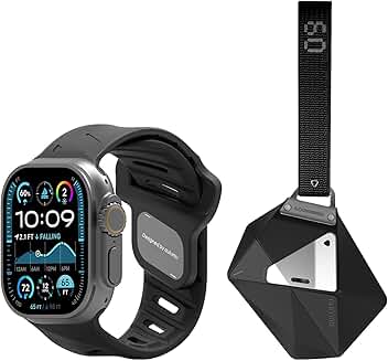 Black Fluoroelastomer Sports Watch Band and Geometric AirPods Pro Case