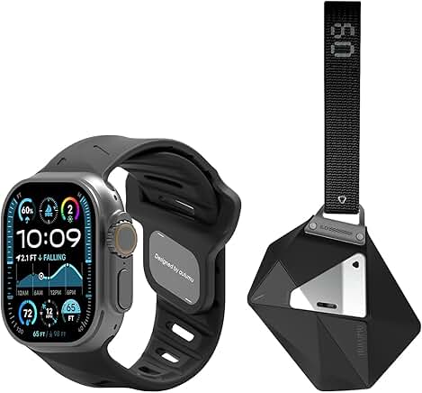 Black Fluoroelastomer Sports Watch Band and Geometric AirPods Pro Case