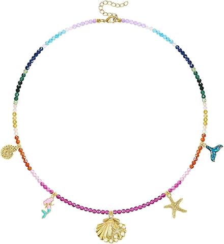 Beaded Shell Charm Necklace for Women