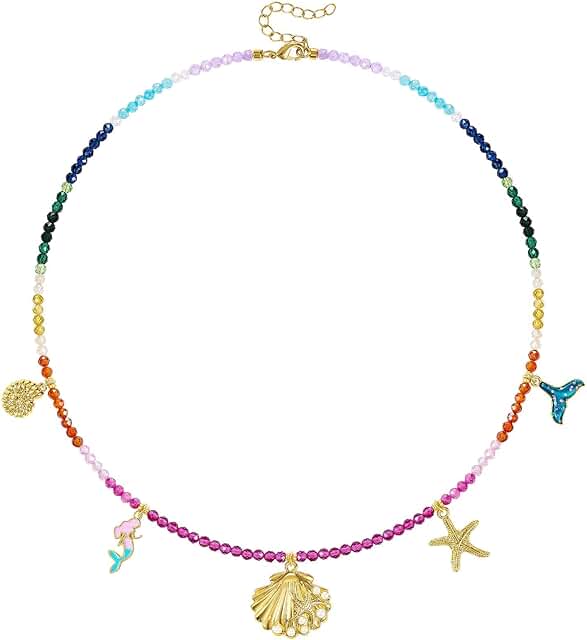 Beaded Shell Charm Necklace for Women
