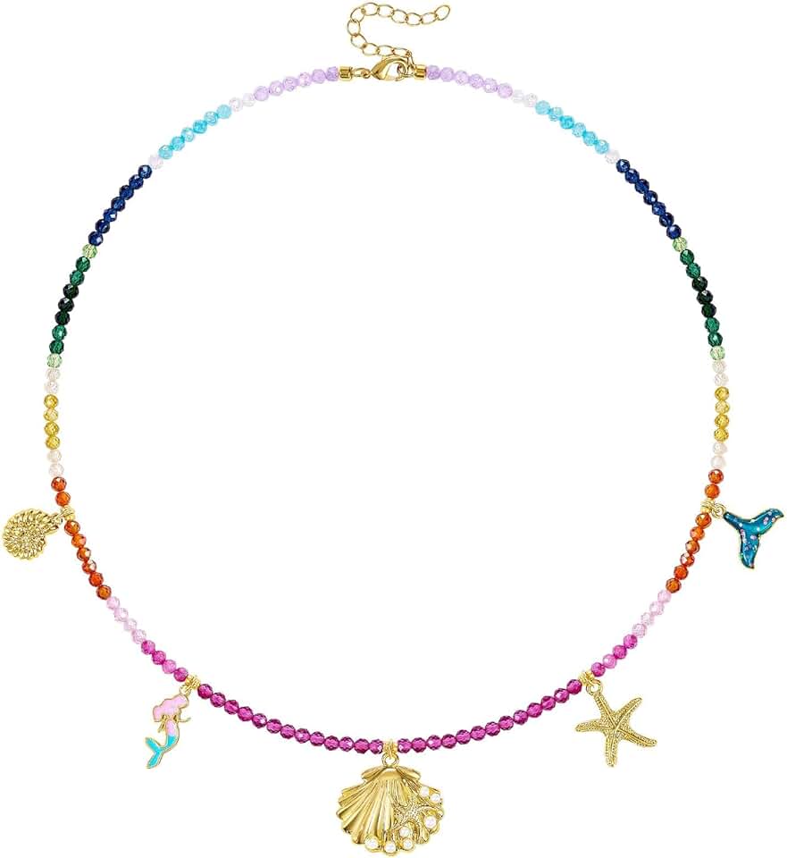 Beaded Shell Charm Necklace for Women
