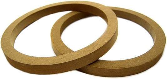 Two 8-inch MDF speaker mounting spacer rings