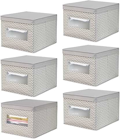 Large Fabric Stackable Closet Organizer Box, 6 Pack