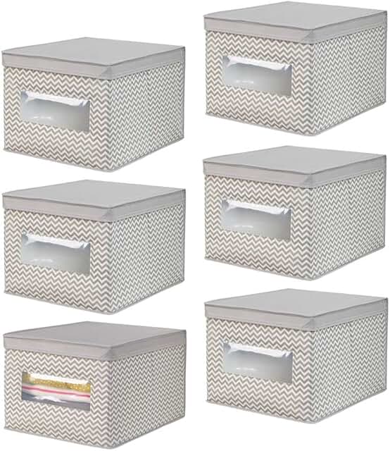 Large Fabric Stackable Closet Organizer Box, 6 Pack
