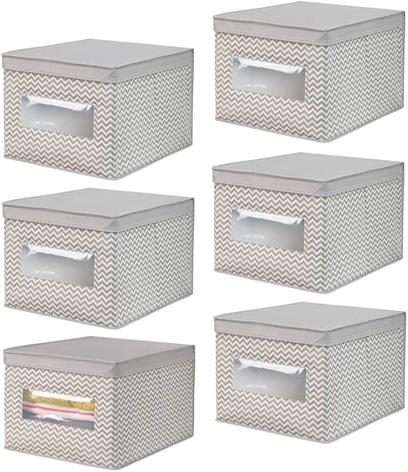 Large Fabric Stackable Closet Organizer Box, 6 Pack