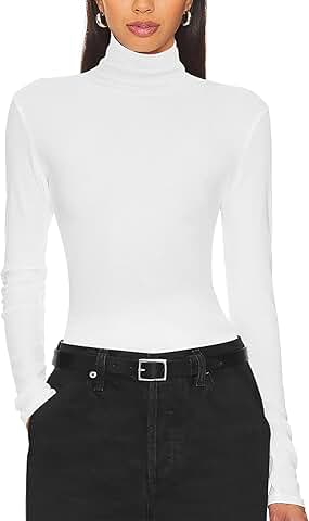 Women’s White Long Sleeve Turtleneck Thermal Top XL