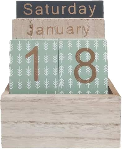Wooden Perpetual Calendar with Snowflake Design