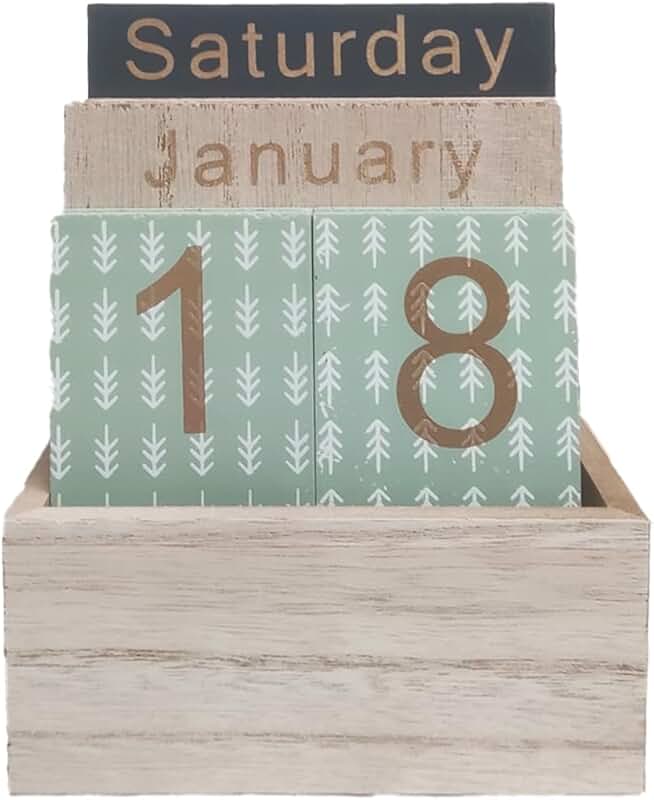 Wooden Perpetual Calendar with Snowflake Design