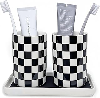 Bathroom Ceramic Toothbrush and Toothpaste Holder Set