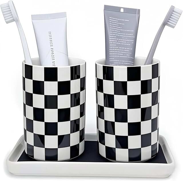 Bathroom Ceramic Toothbrush and Toothpaste Holder Set