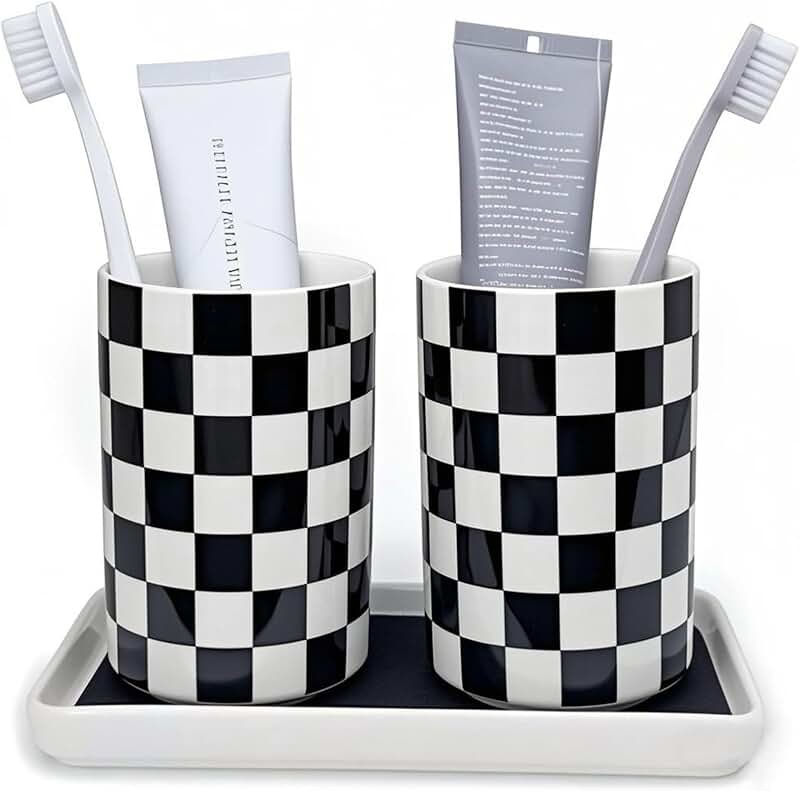 Bathroom Ceramic Toothbrush and Toothpaste Holder Set