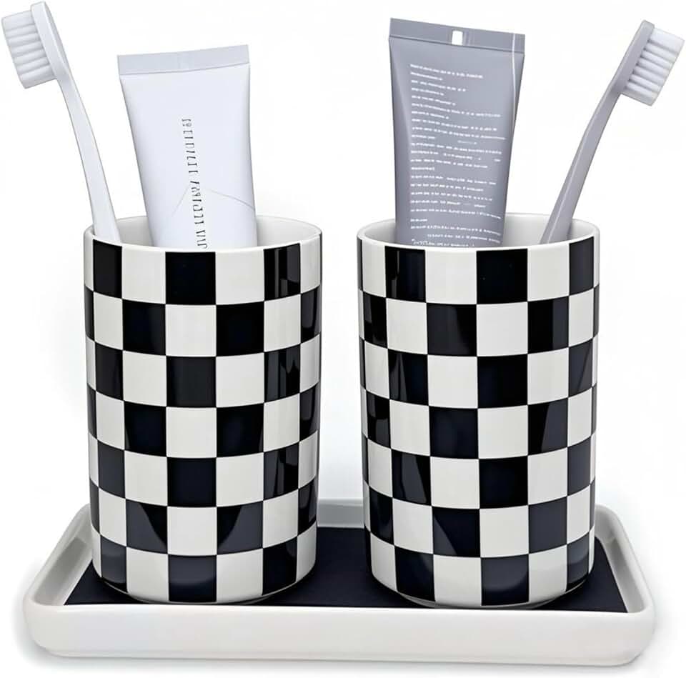 Bathroom Ceramic Toothbrush and Toothpaste Holder Set