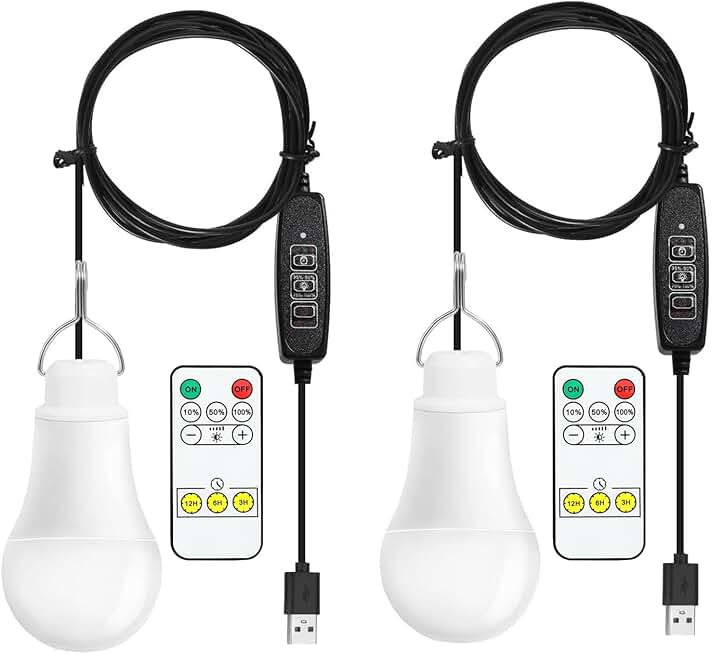 Portable 7W USB Camping Lights, 2 Pack