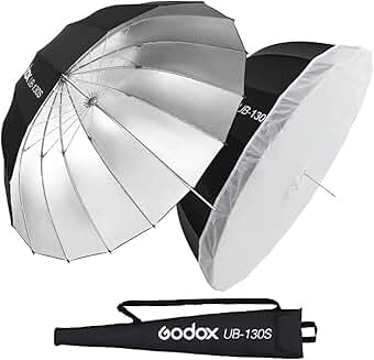51-inch Parabolic Silver Reflective Studio Umbrella