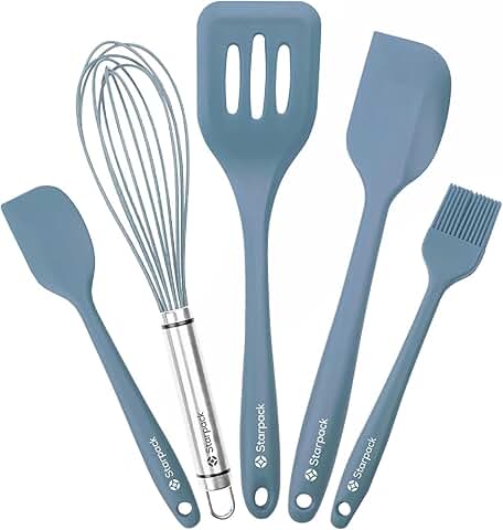 Premium Silicone Baking Utensils Set with Spatulas, Whisk, and Basting Brush