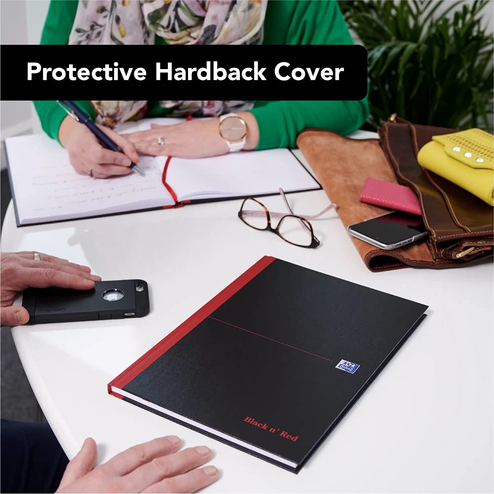 Pack of 5 Black Hardback A4 Notebooks with 192 lined pages
