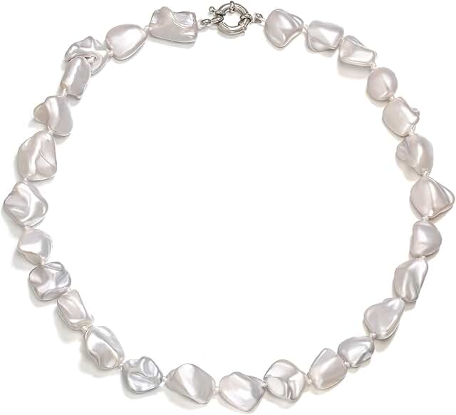 Vintage Chunky Baroque Shell Pearl Beaded Necklace