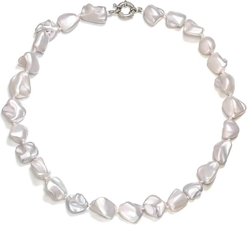 Vintage Chunky Baroque Shell Pearl Beaded Necklace
