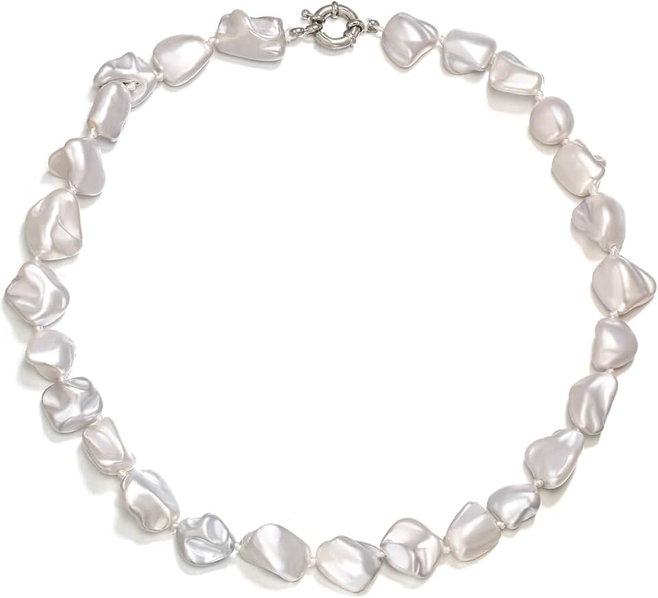 Vintage Chunky Baroque Shell Pearl Beaded Necklace