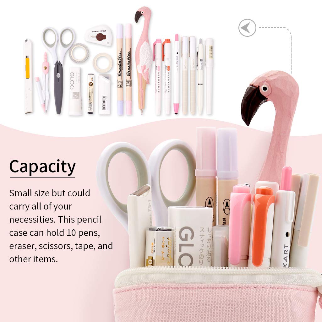 Pink cartoon cat pencil pouch for students