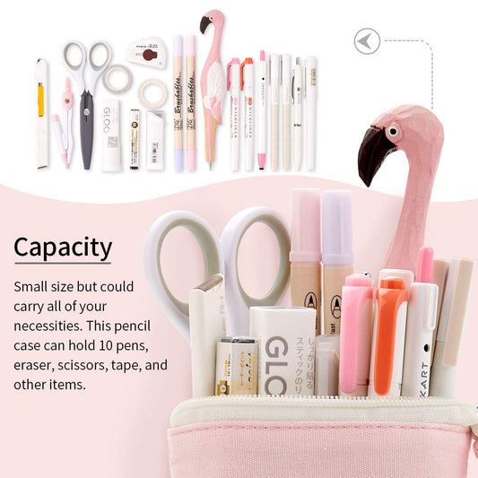 Pink cartoon cat pencil pouch for students