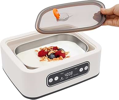 Automatic 1.6L Yogurt Maker with Timer, Temperature Control, and 9 Cups