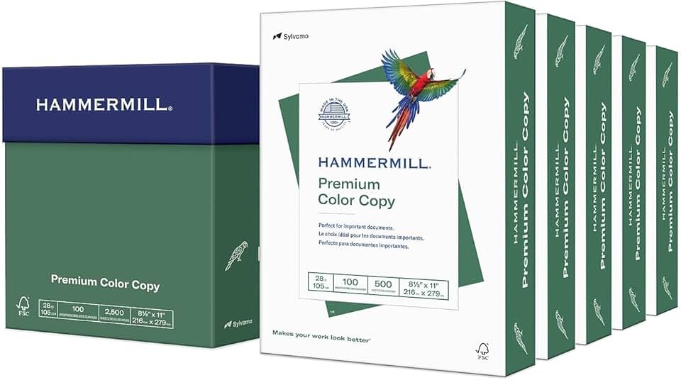 Premium 28 lb Color Copy Paper, 8.5 x 11, 5 Reams