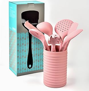 8-Piece Silicone Kitchen Utensil Set in Pink