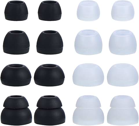 Black and Clear Silicone Ear Tips, 8 Pairs